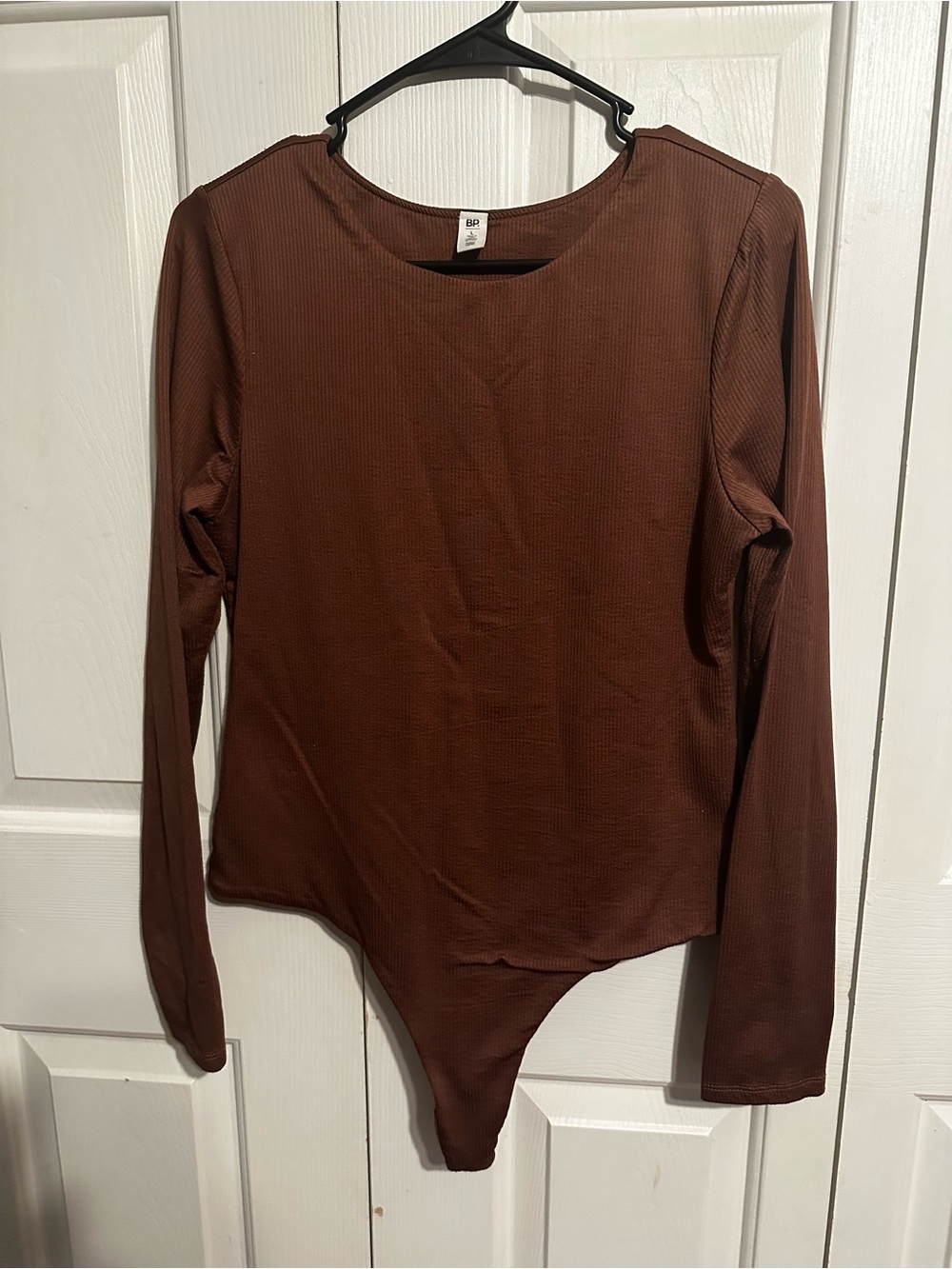 bp Long Sleeve Brown Scoop Neck Bodysuit